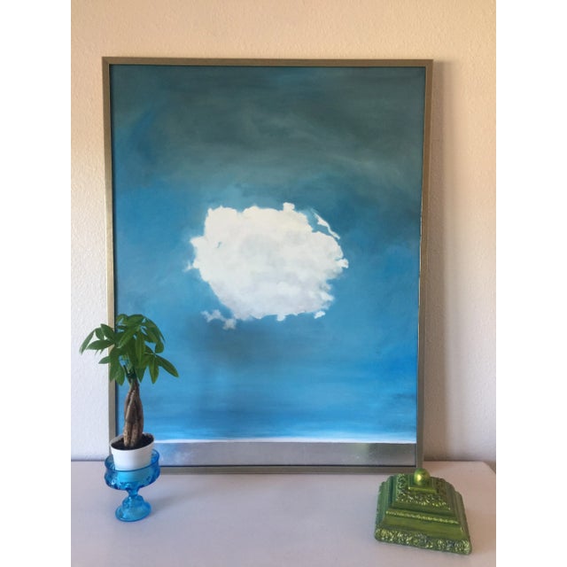 "Cloud with Huge Silver Line" Contemporary Abstract Skyscape Oil Painting, Framed For Sale - Image 4 of 9