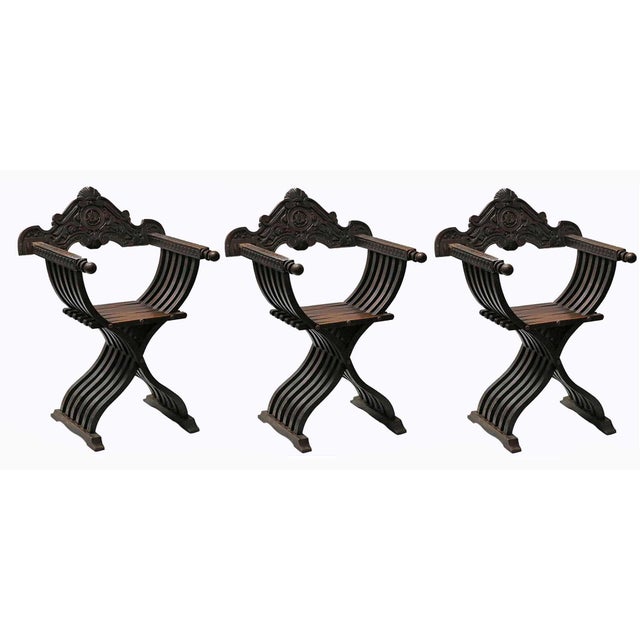 Early 20th Century Armchairs Antique Italian Hand Carved - Set of Three For Sale - Image 5 of 5