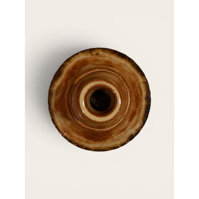 Contemporary Gene Farkus Studio Pottery Glazed Ceramic Bottle-Form Vase With Textured Design For Sale - Image 3 of 4