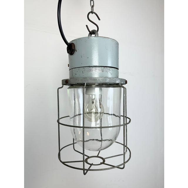 1970s Industrial Aluminium Cage Light with Clear Glass from Elektrosvit, 1970s For Sale - Image 5 of 15