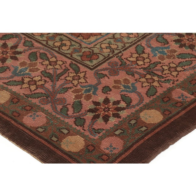 1920s Oversized Antique 20th Century English Needlepoint Rug in Brown - Rug & Kilim For Sale - Image 5 of 9