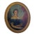 19th Century Oil Portrait of a Woman in Blue Gown in Oval Gilt Frame For Sale