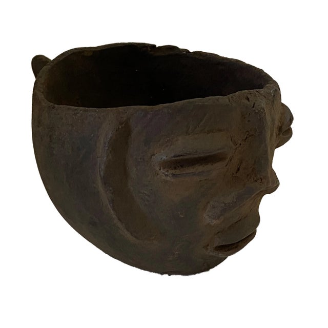 Brown African Kuba Wooden Cup Figural Head For Sale - Image 8 of 8