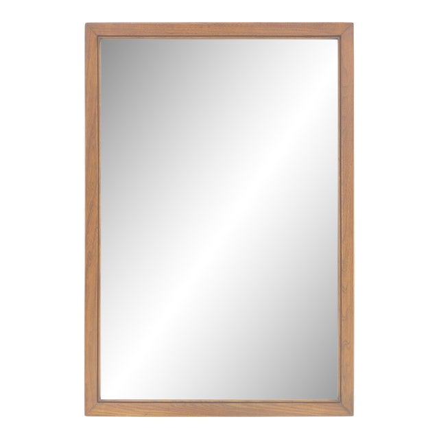 Solid Walnut 31x45 Rectangle Frame Mid Century Modern Wall Mirror MINT For Sale