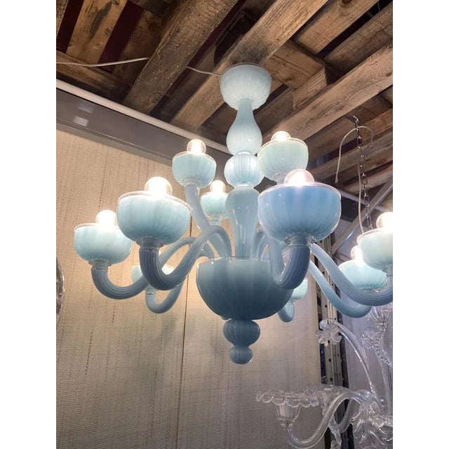 Matte Light-Blue Murano Style Glass Chandelier from Simoeng For Sale - Image 4 of 13