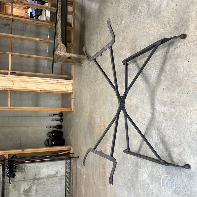 Metal Early 20th Century Attributed Dennis and Leen Wrought Iron Bevelled Glass Top Coffee Table For Sale - Image 7 of 7