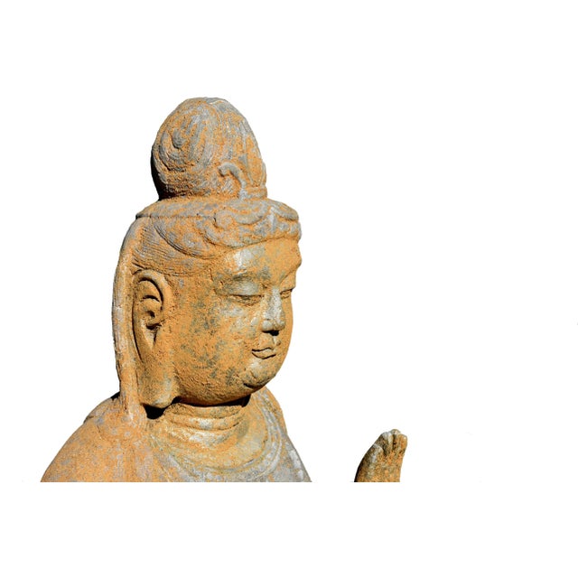 Stone Standing Stone Buddha Guan Yin Statue For Sale - Image 7 of 12