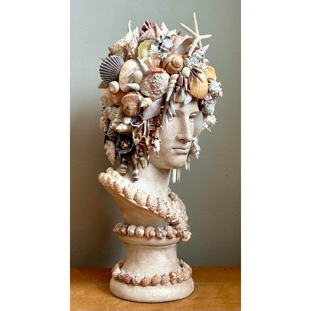 Vintage Shell Encrusted Bust Sculpture For Sale - Image 12 of 12
