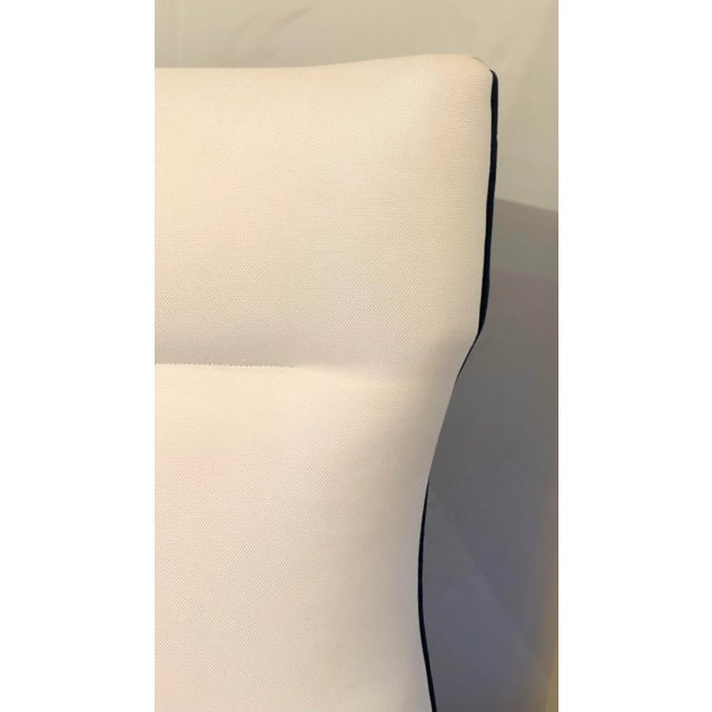 Caracole Caracole Couture Modern Navy Blue Velvet and White Linen Chairs - a Pair For Sale - Image 4 of 9