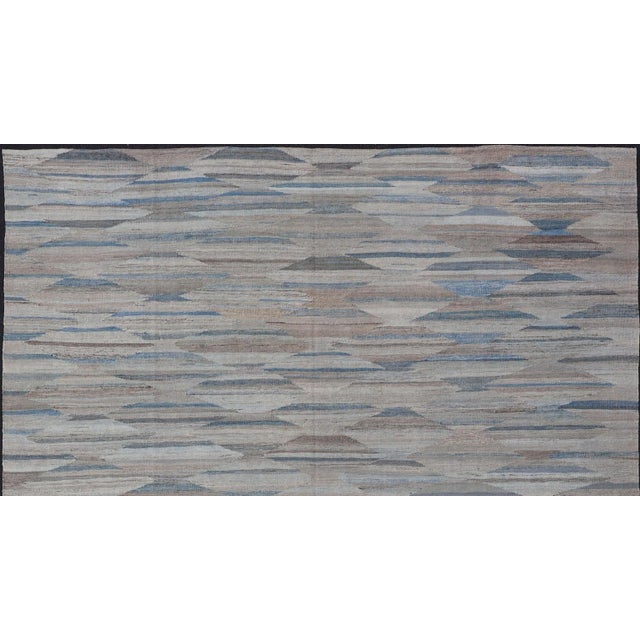 Hand Woven Diamond Modern Kilim Geometric by Keivan Woven Arts 8'10 X 11'10 For Sale - Image 11 of 13