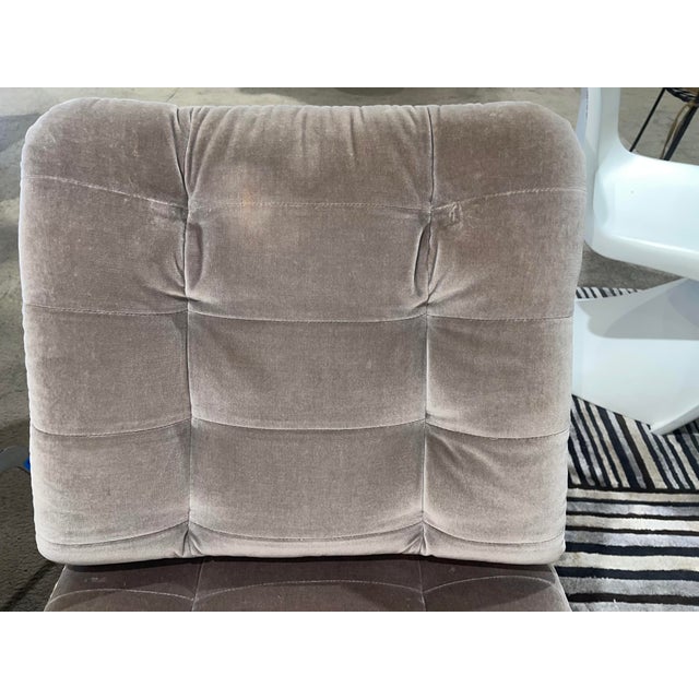 1975 Roche Bobois Gray Tufted Velvet Cantilever Chairs- Set of 2 For Sale - Image 11 of 12