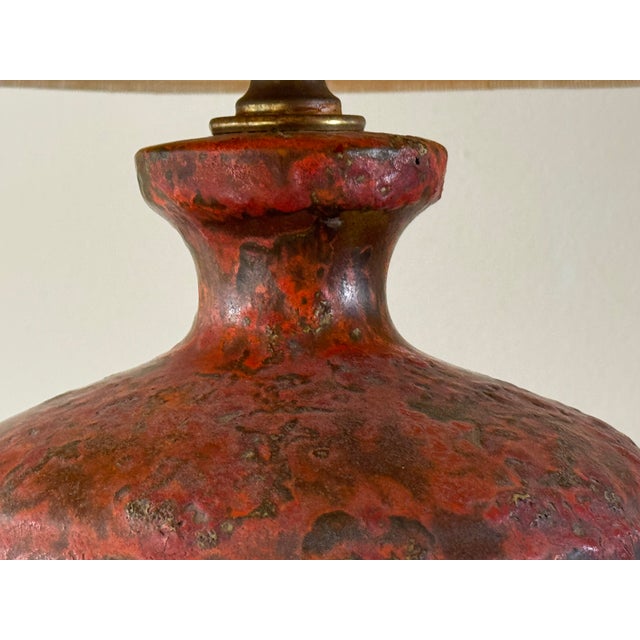 1950s 1950s Mid Century Lava Glaze Ceramic Lamp For Sale - Image 5 of 13