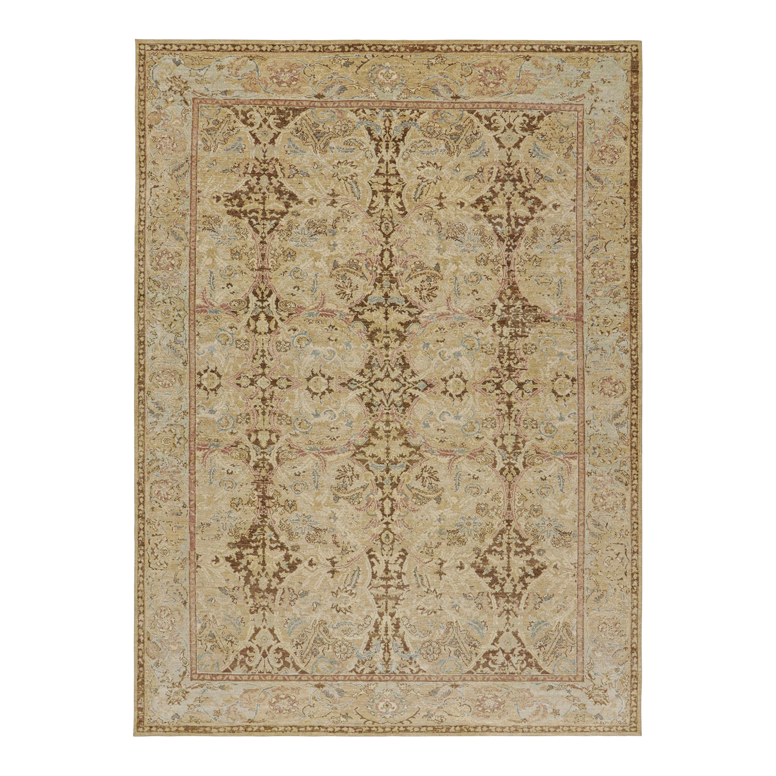 Rug & Kilim’s Polonaise Style Rug in Beige-Brown and Blue With Floral ...