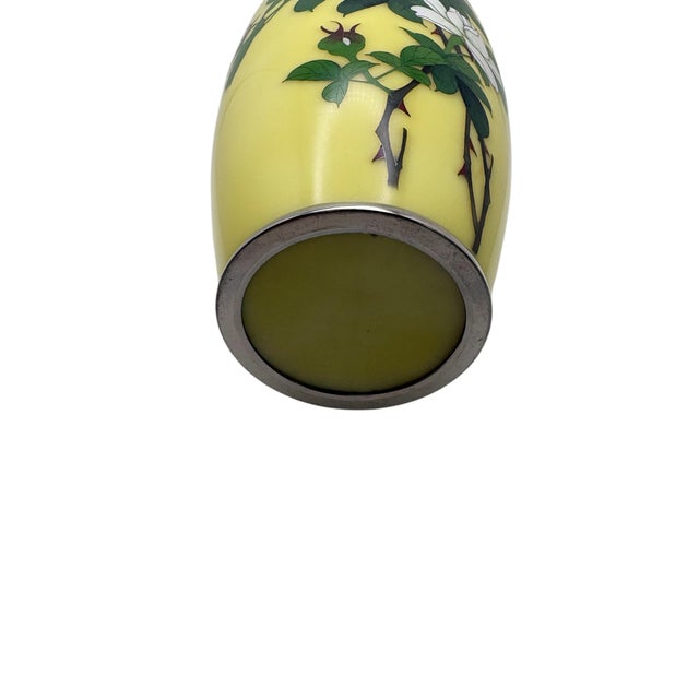 Vintage Japanese Ando Jubei Yellow Cloisonne Enamel Vase For Sale - Image 10 of 10