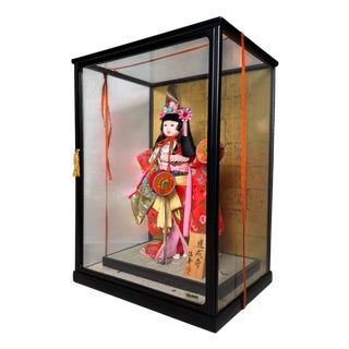 Japanese Dōjōji Hina-Ningyō in Glass Display, 1970s For Sale