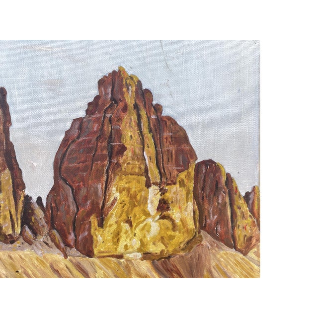 The Three Peaks of Lavaredo, Italian Dolomites, 1939, Oil Painting, Framed For Sale - Image 6 of 13