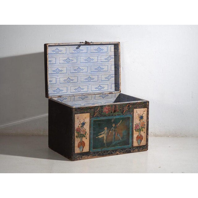 Antique Chinese Painted Trunk For Sale - Image 3 of 12