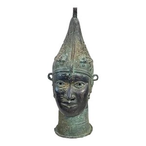 Large African Benin Bronze Head of a Queen Nigeria 20" H