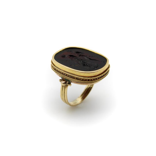 18th Century Georgian 18k Gold Hercules and Omphale Tassie Intaglio Ring, Size 6 For Sale - Image 9 of 10