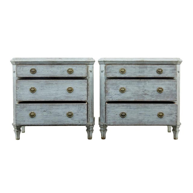 Gray Swedish Hand-Painted Chests of Drawers, 1880, Set of 2 For Sale - Image 8 of 10