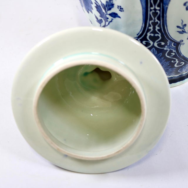 Vintage Large 15" Delft Blue Lidded Baluster Urn Ginger Jar by Boch for Royal Sphinx For Sale In Cincinnati - Image 6 of 11