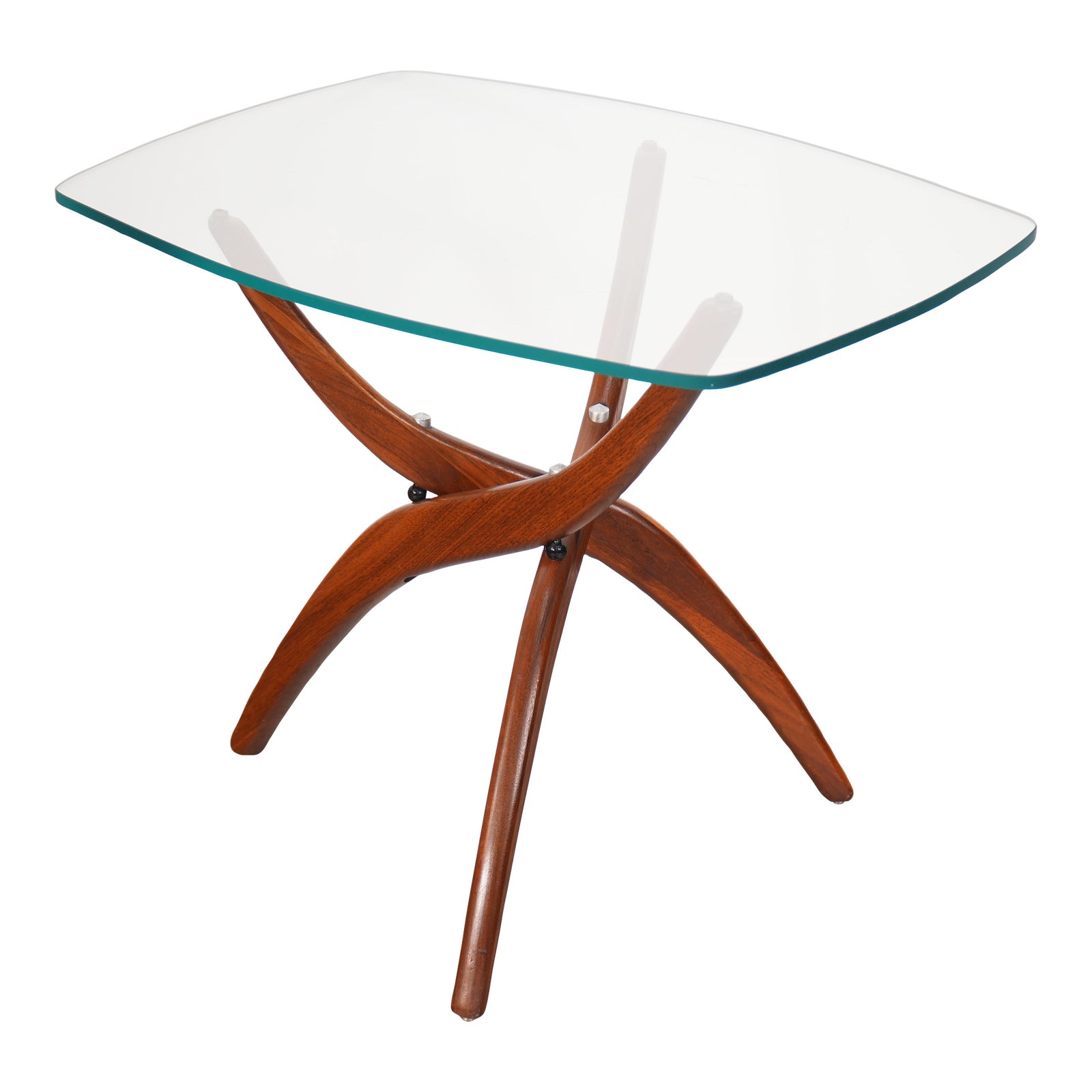 1960s Forest Wilson Sculptural Glass-Top Side Table | Chairish