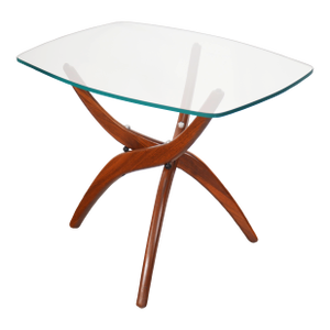 1960s Forest Wilson Sculptural Glass-Top Side Table