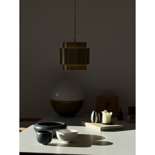 Gold Mid-Century Modern Swedish Brass Pendant Lamp, 1970s For Sale - Image 8 of 16