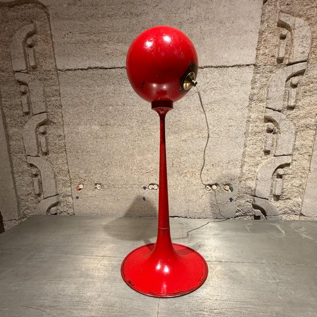 Vintage Red Space Age Floor Lamp / Pedestal Ashtray Combo Mid-Century For Sale - Image 12 of 14