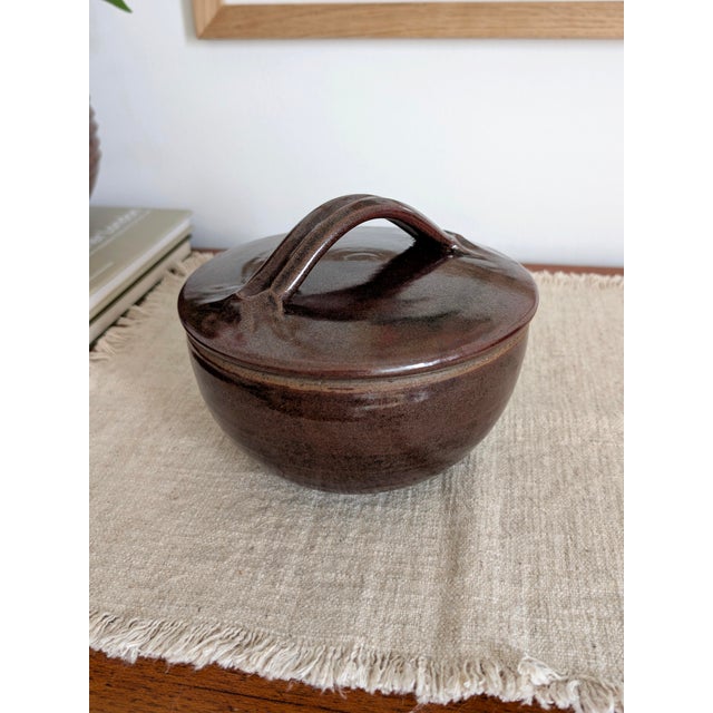 Tenmoku Ceramic Lidded Pot by Henry Hammond, 1950s For Sale - Image 11 of 14