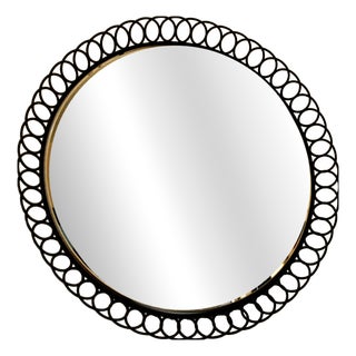 Large Circular String Mirror in Lacquered Metal, 1960 For Sale