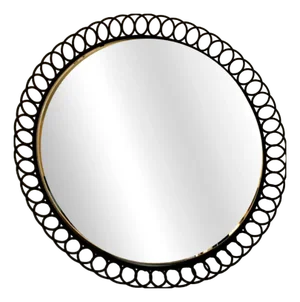 Large Circular String Mirror in Lacquered Metal, 1960