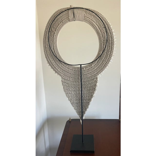 African Late 20th Century African Shell Necklace on Stand For Sale - Image 3 of 5