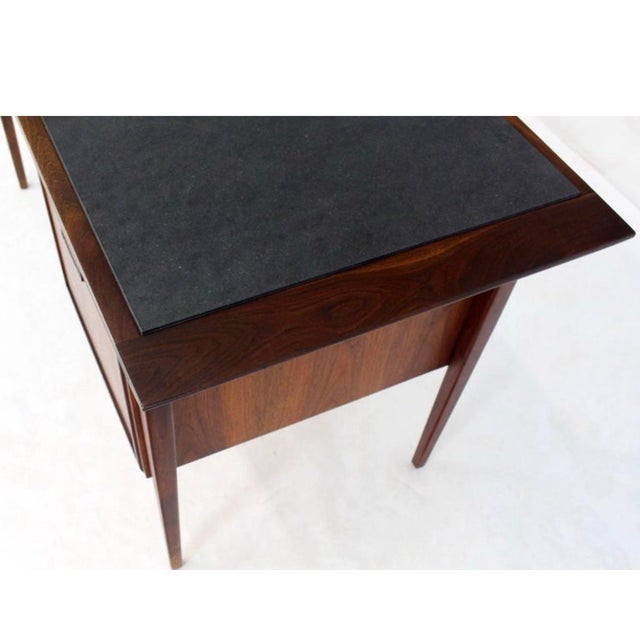 1970s MCM Sleek Walnut Desk Slate Top For Sale - Image 11 of 11