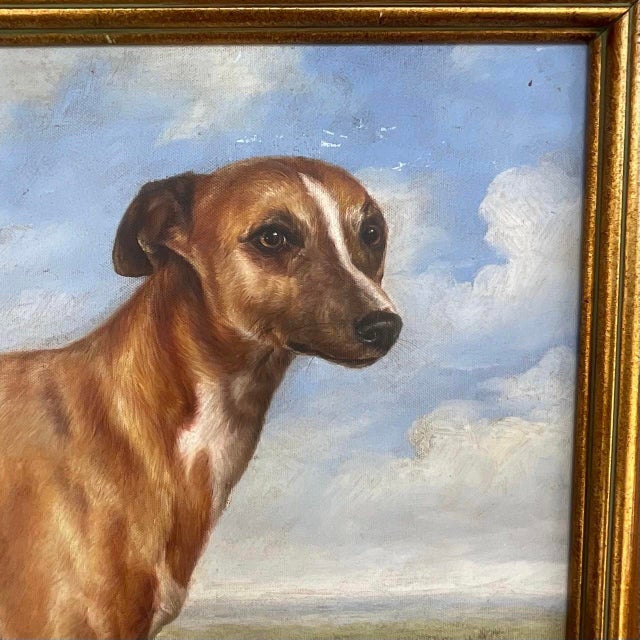 Vintage Regency Signed Oil Painting of Dog For Sale In West Palm - Image 6 of 8