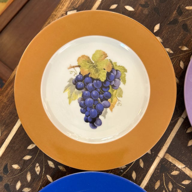 Philippe Deshoulieres Limoge France Porcelain Medium Size Plates Signed Set of 5 For Sale - Image 9 of 10