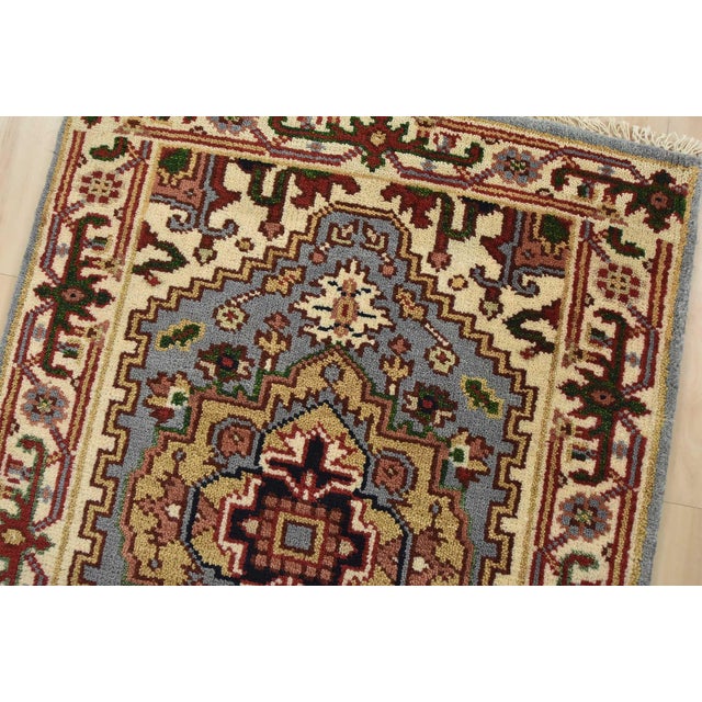 2020s Heriz Runner 2’7” X 8’3” Blue Wool Tribal Hand-Knotted Oriental Rug For Sale - Image 5 of 12