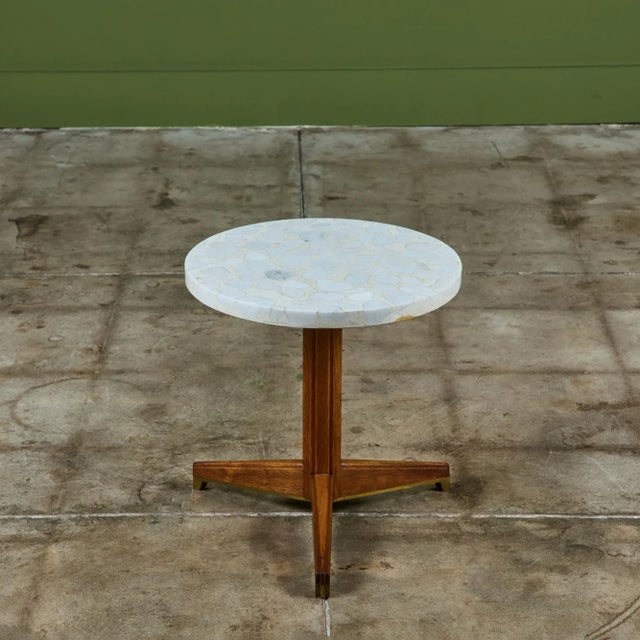 Wood Edward Wormley Terrazzo Round Side Table for Dunbar For Sale - Image 7 of 12