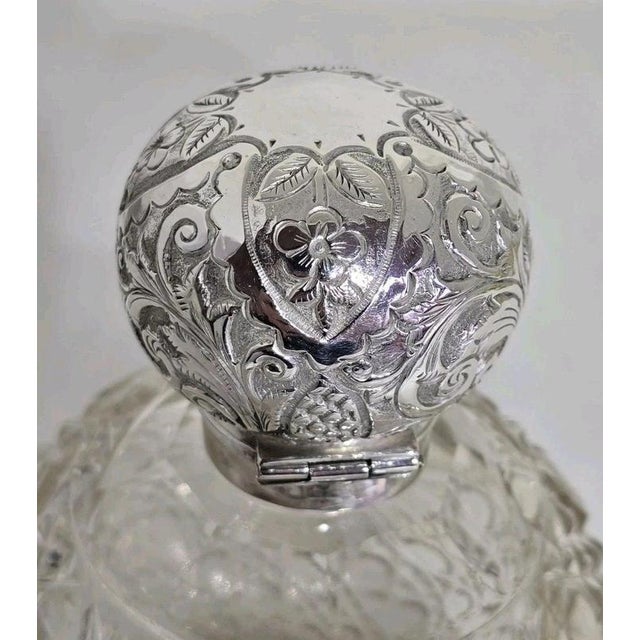 Glass Antique Art Nouveau Cut Glass Scent Bottle from Henry Bushell & Co, Birmingham, 1902 For Sale - Image 7 of 18