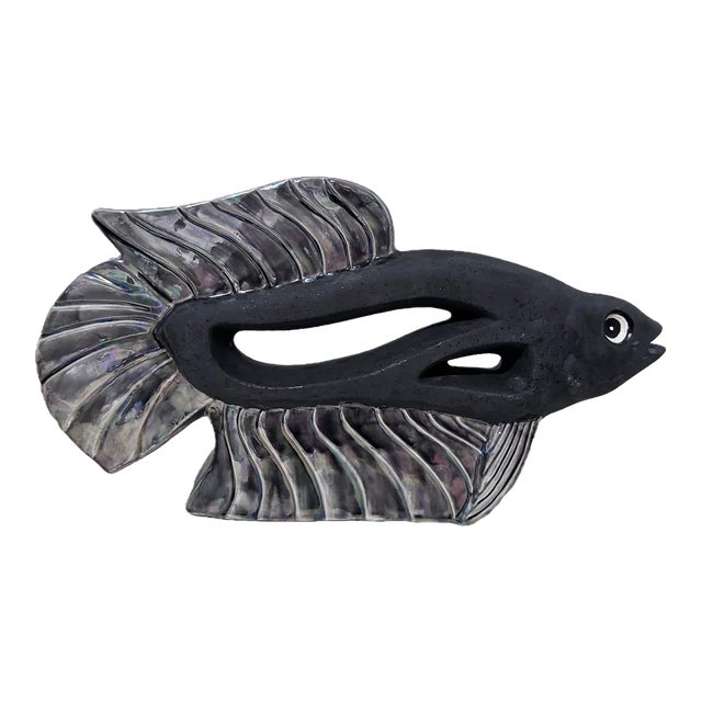 Mid-Century Ceramic Abstract Fish Sculpture For Sale