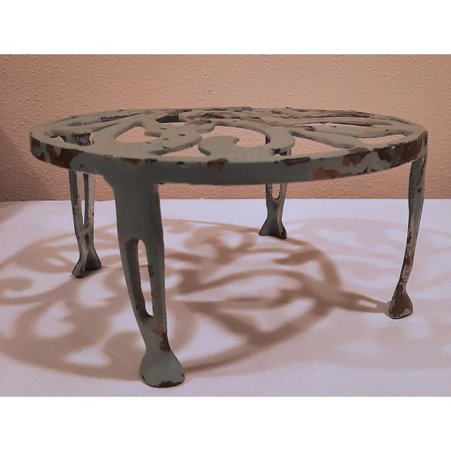 Vintage Metal Plant Stand Chippy Paint For Sale In Fayetteville, AR - Image 6 of 10