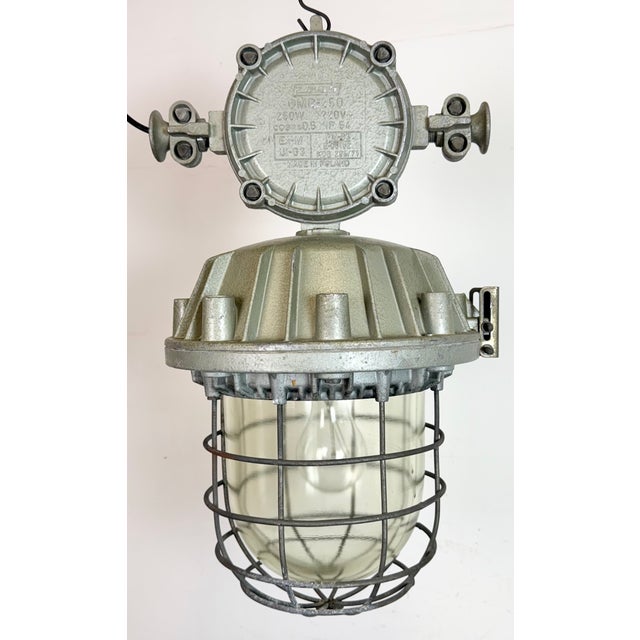 1970s Large Industrial Cast Aluminium Cage Pendant Light from Zaos, 1970s For Sale - Image 5 of 18