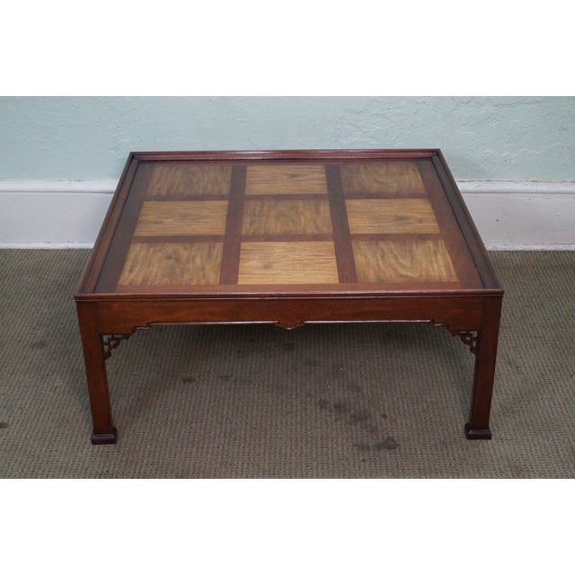 Chippendale Style Mahogany & Mixed Wood Square Coffee Table Chairish