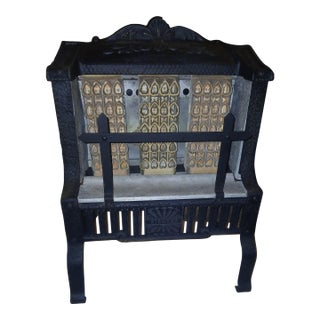 1920s Victorian O'Keefe & Merritt Gas Fireplace Insert Antique Radiant Heater Cast Iron For Sale