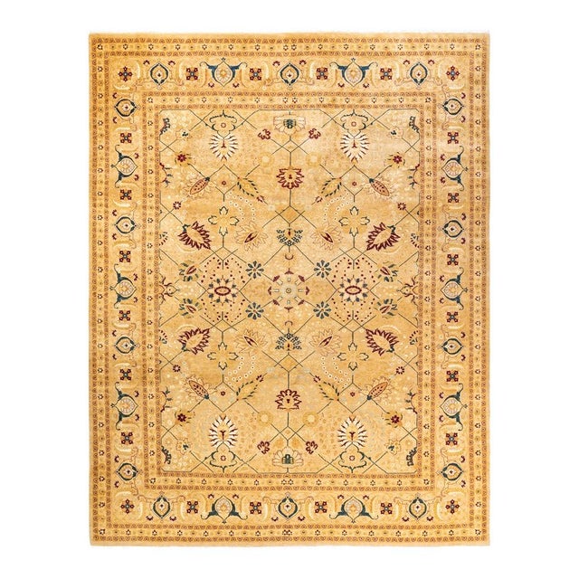 Ivory Mogul, One-of-a-Kind Hand-Knotted Area Rug in Ivory, 9' 1" x 11' 9" For Sale - Image 8 of 8