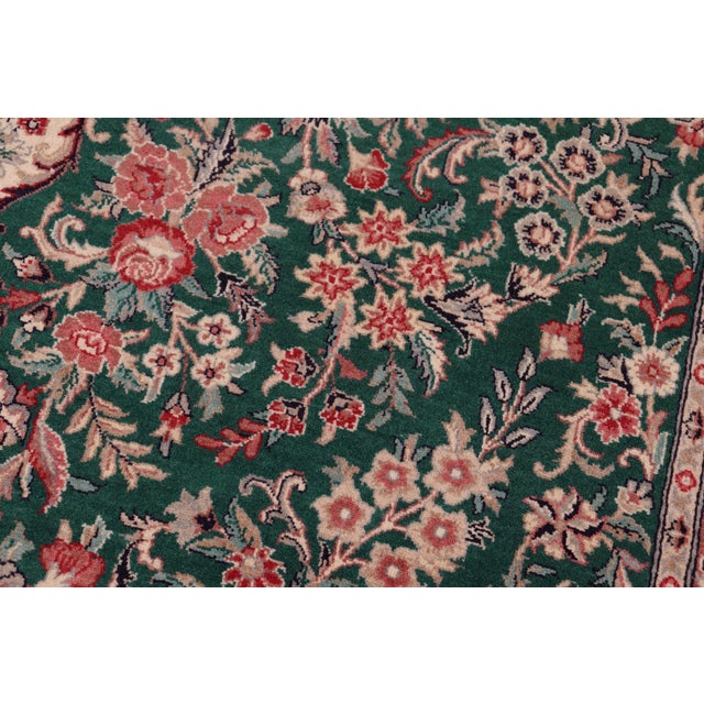 Shabby Chic Kashan Pak-Persian Green/Beige Wool Rug - 8'2'' X 10'3'' For Sale In New York - Image 6 of 8