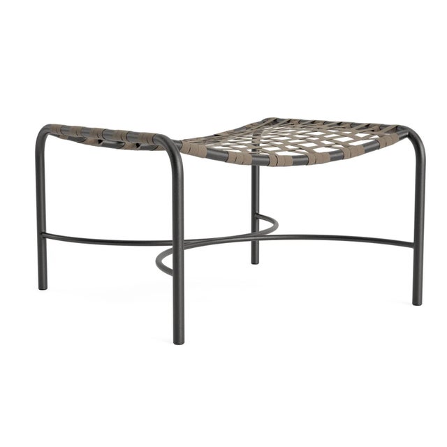 Brown Jordan Kantan Aluminum Suncloth Ottoman, Textured Pewter frame with Mica fabric For Sale - Image 12 of 12