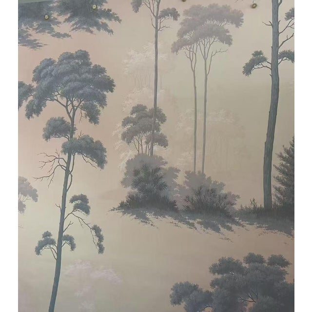 Traditional 36" * H96" * 2ps, Hand-Painted Misty Pine Grove Mural Wallpaper, Dawn Haze Pine Tree Wall Mural For Sale - Image 3 of 5