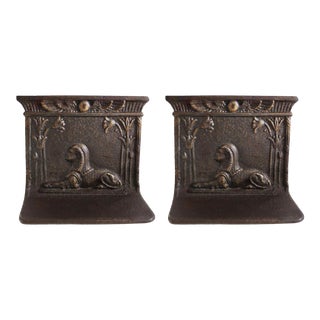 Antique Egyptian Revival Bookends Depicting the Sphinx - a Pair For Sale