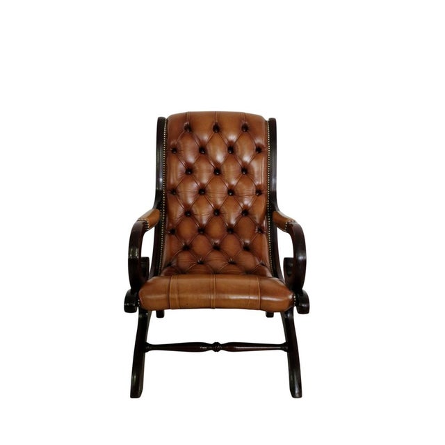 Brown Chesterfield Relaxing Armchair, 2000s For Sale - Image 8 of 8